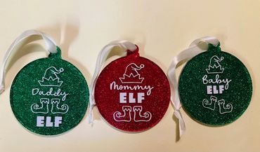 Customizable Christmas/Holiday Ornaments. 
$10.00 pre set designs as shown or create your own for $1