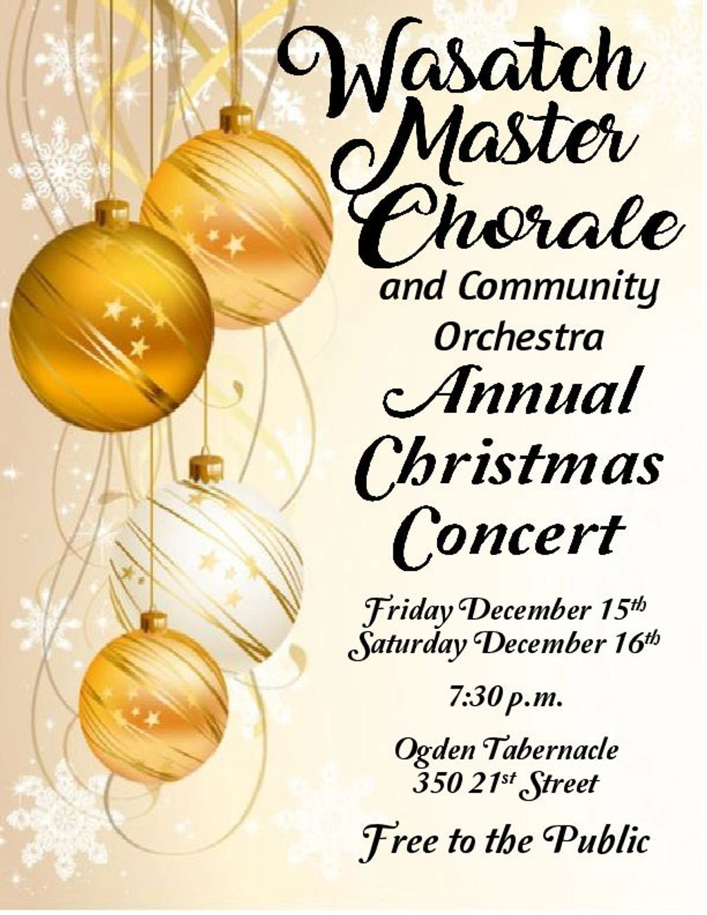Ogden Christmas Concert
Ogden Choir Concert 
Wasatch Master Chorale Christmas