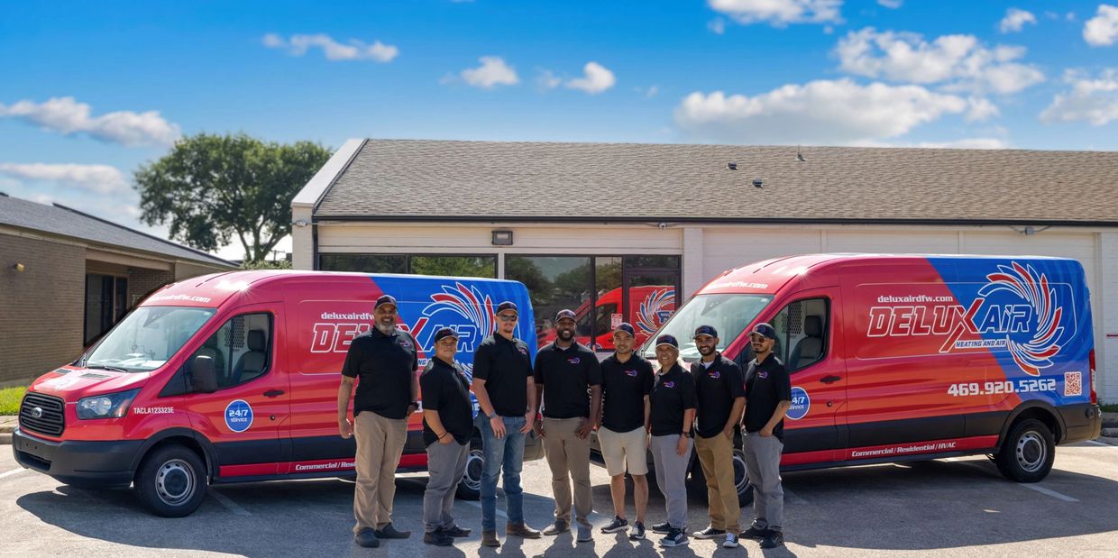 group of DeluxAir HVAC technicians