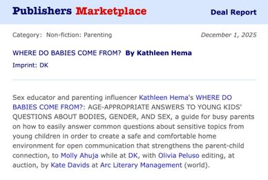 Deal report for 'Where Do Babies Come From?' by Kathleen Hema in parenting category.
