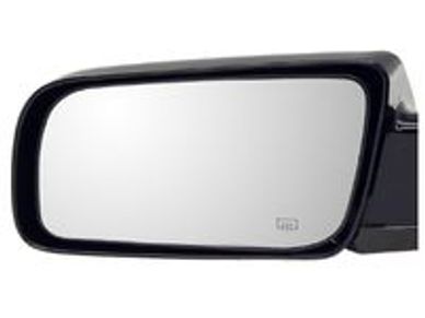 Black car side mirror with a reflective surface.