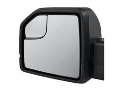 Black vehicle side mirror with a smaller convex mirror attached.