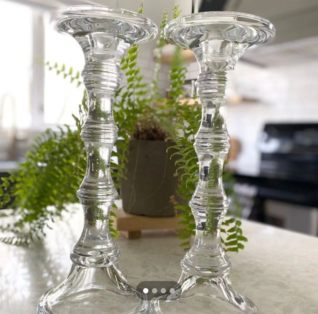 Urban Barn Glass Candlesticks 11.5"