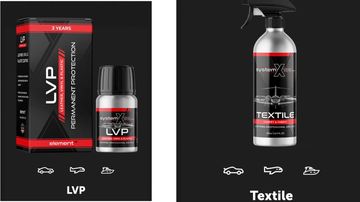 
Textiles:  Stain protection for carpet and fabric.   LVP:Leather, vinyl, and plastic protection.

