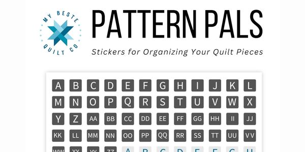 Alphabet stickers for organizing quilt pieces by My Bestie Quilt Co.