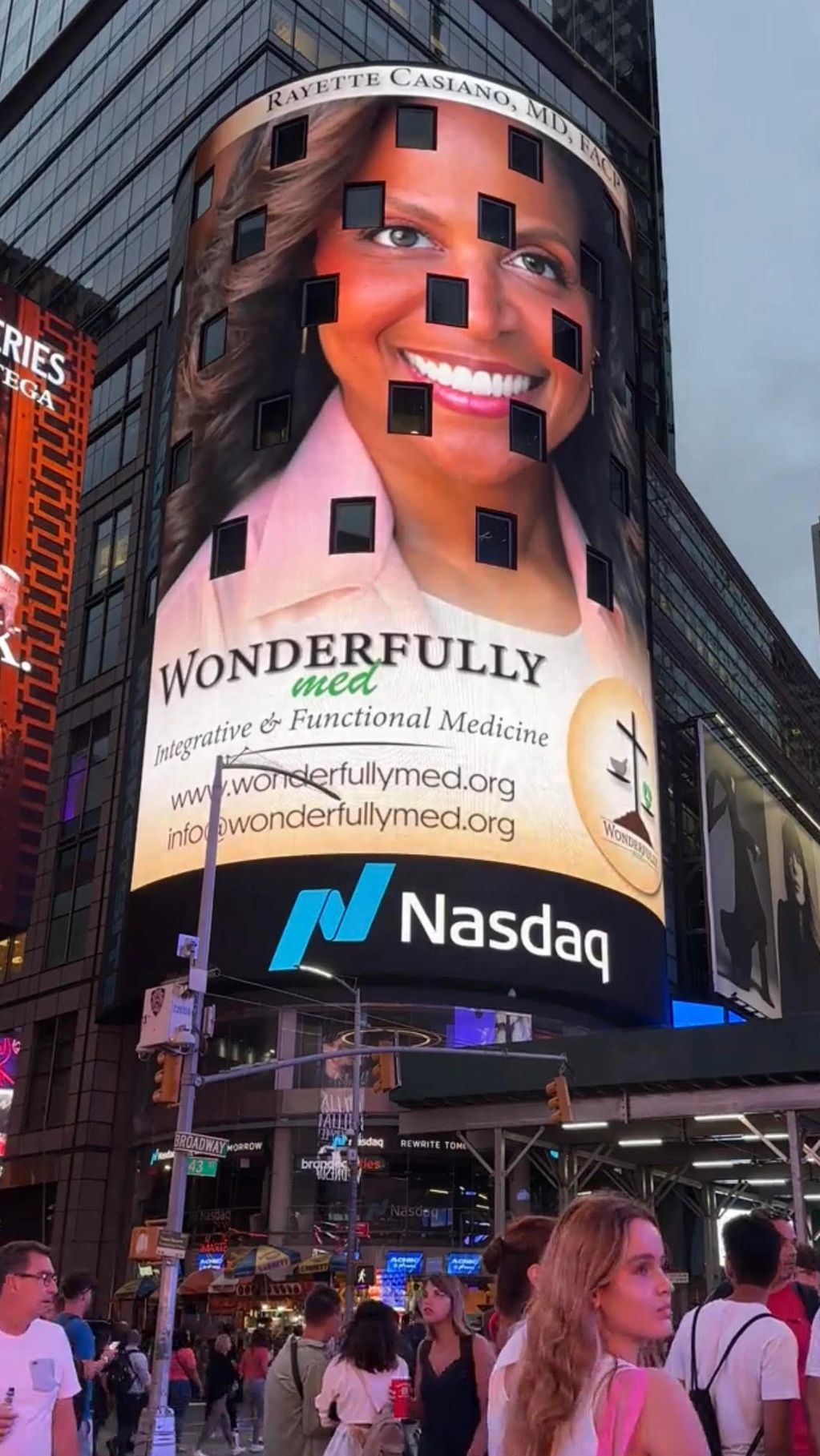 Rayette Casiano MD Hormone Replacement therapy, Functional Medicine doctor on Times Square billboard