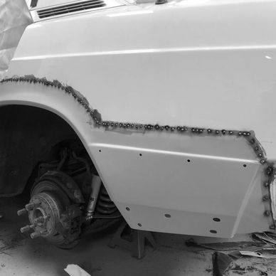 Mercedes Benz 190e Sportline rear wing repair panel fabrication.