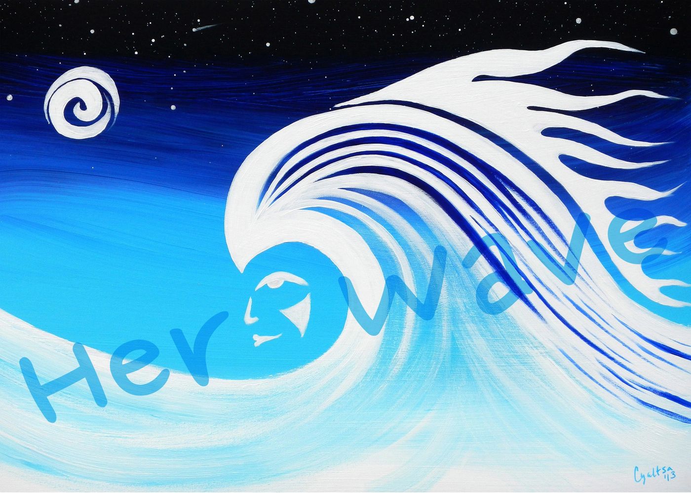 Her Wave, an acrylic painting by Cyaltsa