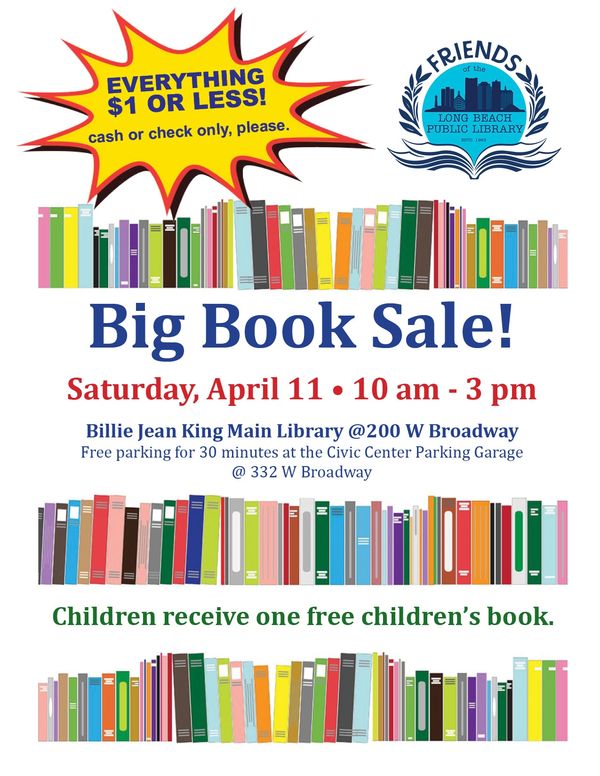 Big Book Sale at Long Beach Public Library, everything $1 or less, April 11.