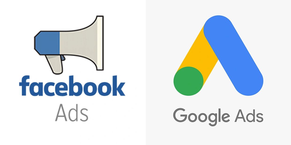 Logo of Google and Facebook ads