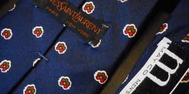 YSL tie Yves Saint Laurent mens vintage necktie 1970s blue designer neckwear  for men Travel tie 