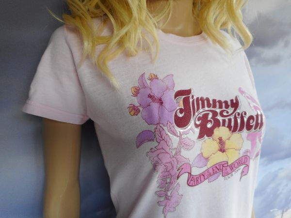 Ladies pink 2006 Jimmy Buffett tee t-shirt - tour shirt 'Party At The End Of The World' travel tee 