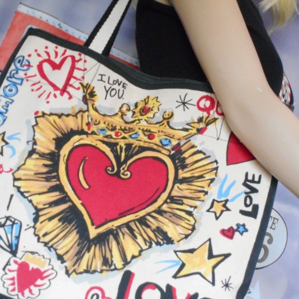 Brighton collectible vintage handbag - queen of hearts - rock and roll design - tote shopper travel