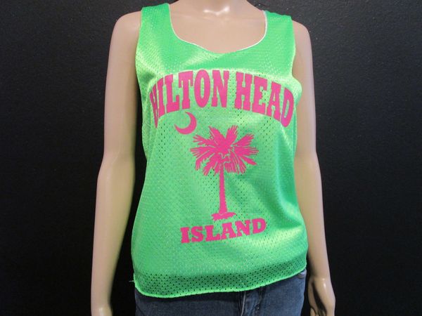 neon 80's clothing - vintage tank top mesh hilton head island in south carolina - vintage souvenir 