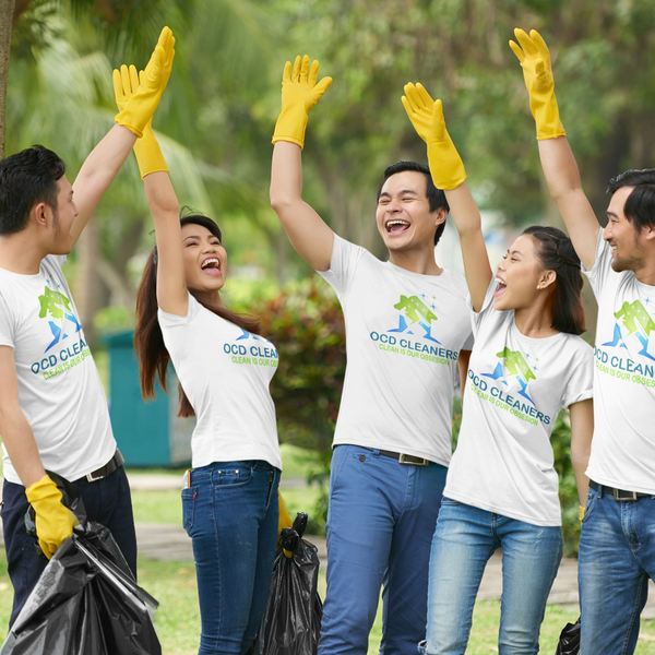 Happy group with a OCD Cleaners T-Shirt