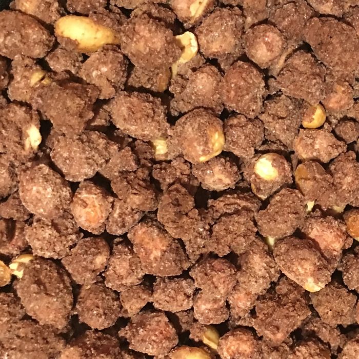Crunchy peanuts covered in sugar and chocolate