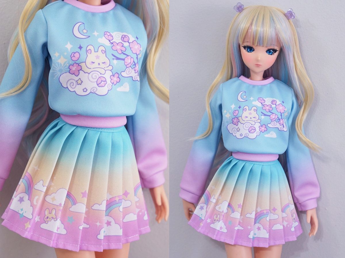 Pleated Skirt & Sweater Outfit - Sleepy Bunny Sakura