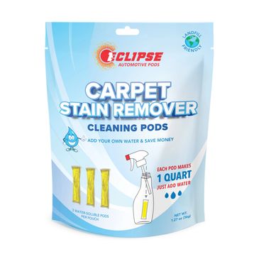 Pouch of carpet stain remover pods to add water to, so you can make a carpet stain remover for cars