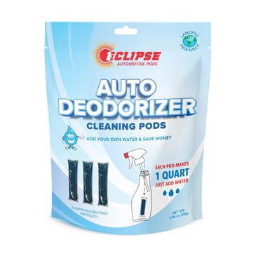 Pouch of deodorizer cleaning pods to add water so you can make air freshener and deodorizer for cars