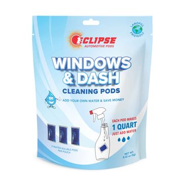 Pouch of window and dash cleaning pods to add water so you can make dash and window cleaner for cars