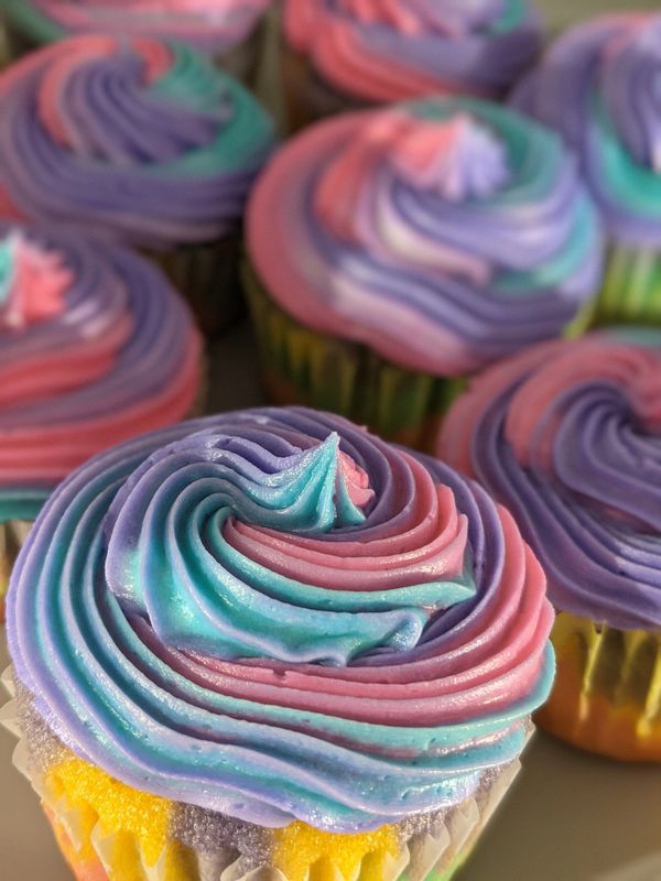 Multi-color unicorn cupcakes