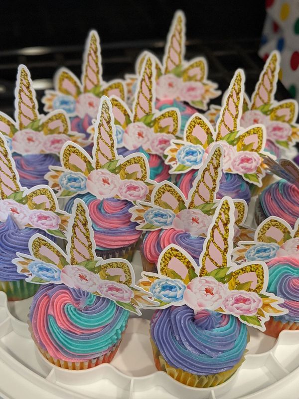 Multi-color unicorn cupcakes