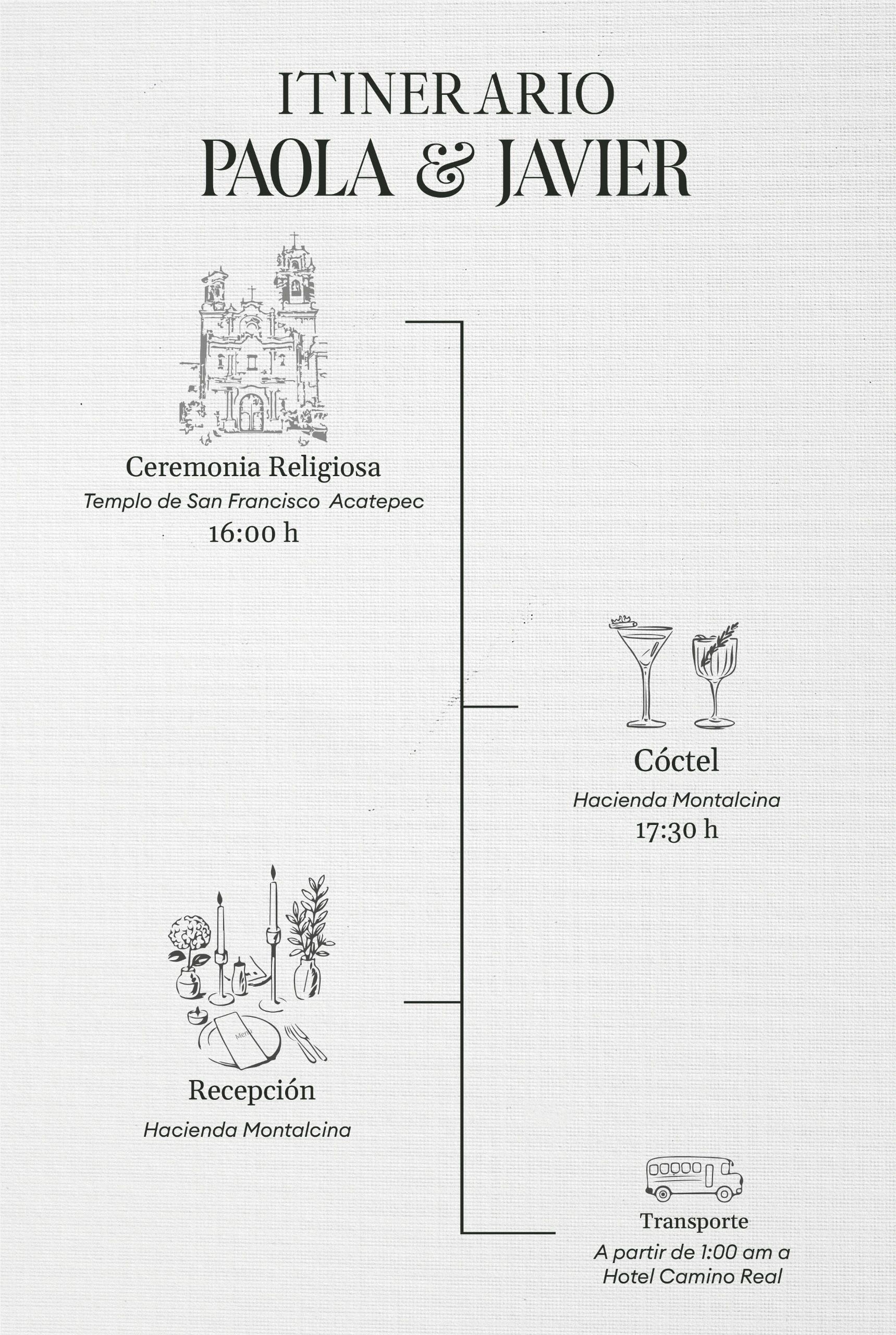 Contaremos con Trasporte desde el Hotel Sede con salida a las 15:30 h hacía la Ceremonia Religiosa