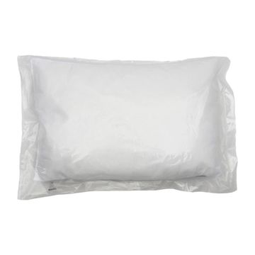White pillow sealed in clear plastic packaging.