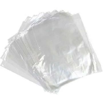 A stack of clear, empty plastic bags.
