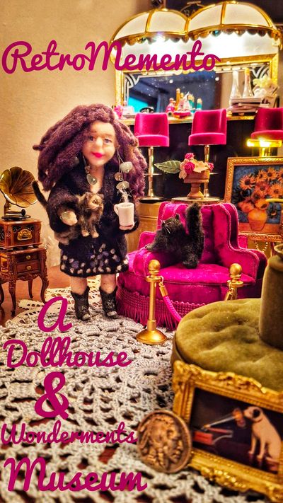 RetroMemento Curator Dollhouse Wonderments Museum Miniatures Nipper RCA Gramophone Buy me a Coffee