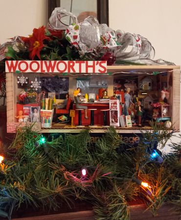RetroMemento Woolworth's Lunch Counter 1960's Christmas Toys Marx Dollhouse Miniature Putz Tootsie