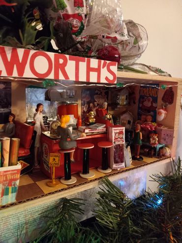 RetroMemento Woolworth's Lunch Counter 1960's Christmas Toys Marx Dollhouse Miniature Putz Tootsie