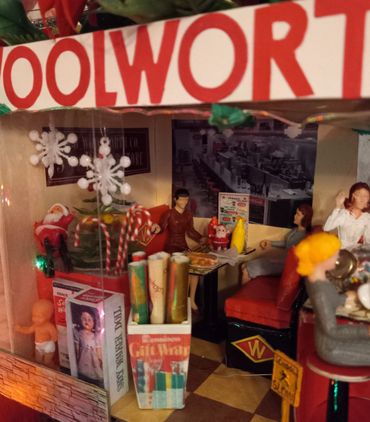 RetroMemento Woolworth's Lunch Counter 1960's Christmas Toys Marx Dollhouse Miniature Putz Tootsie