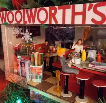 RetroMemento Woolworth's Lunch Counter 1960's Christmas Toys Marx Dollhouse Miniature Putz Tootsie