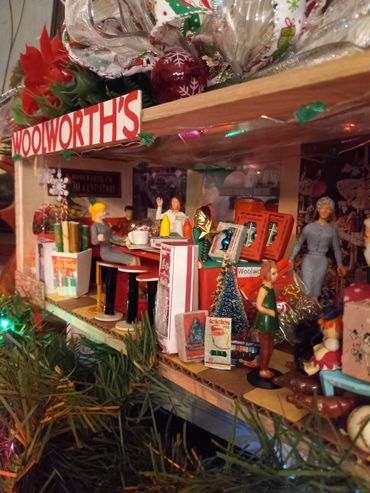 RetroMemento Woolworth's Lunch Counter 1960's Christmas Toys Marx Dollhouse Miniature Putz Tootsie