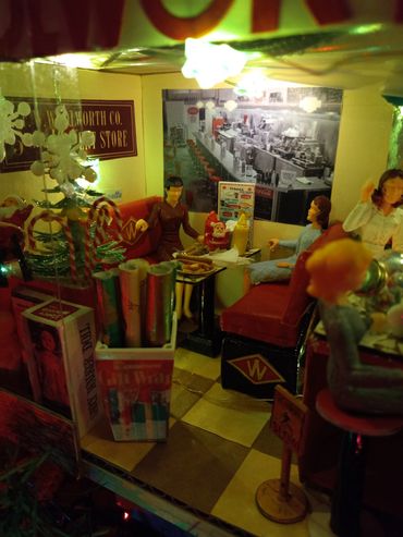 RetroMemento Woolworth's Lunch Counter 1960's Christmas Toys Marx Dollhouse Miniature Putz Tootsie