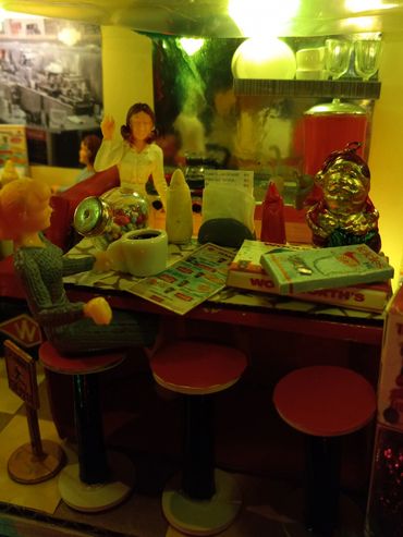 RetroMemento Woolworth's Lunch Counter 1960's Christmas Toys Marx Dollhouse Miniature Putz Tootsie