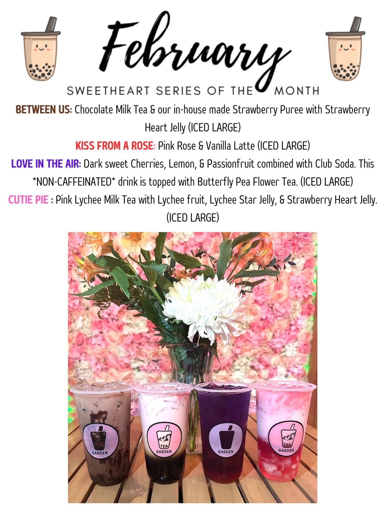 Tea Garden Bubble Tea, Menu