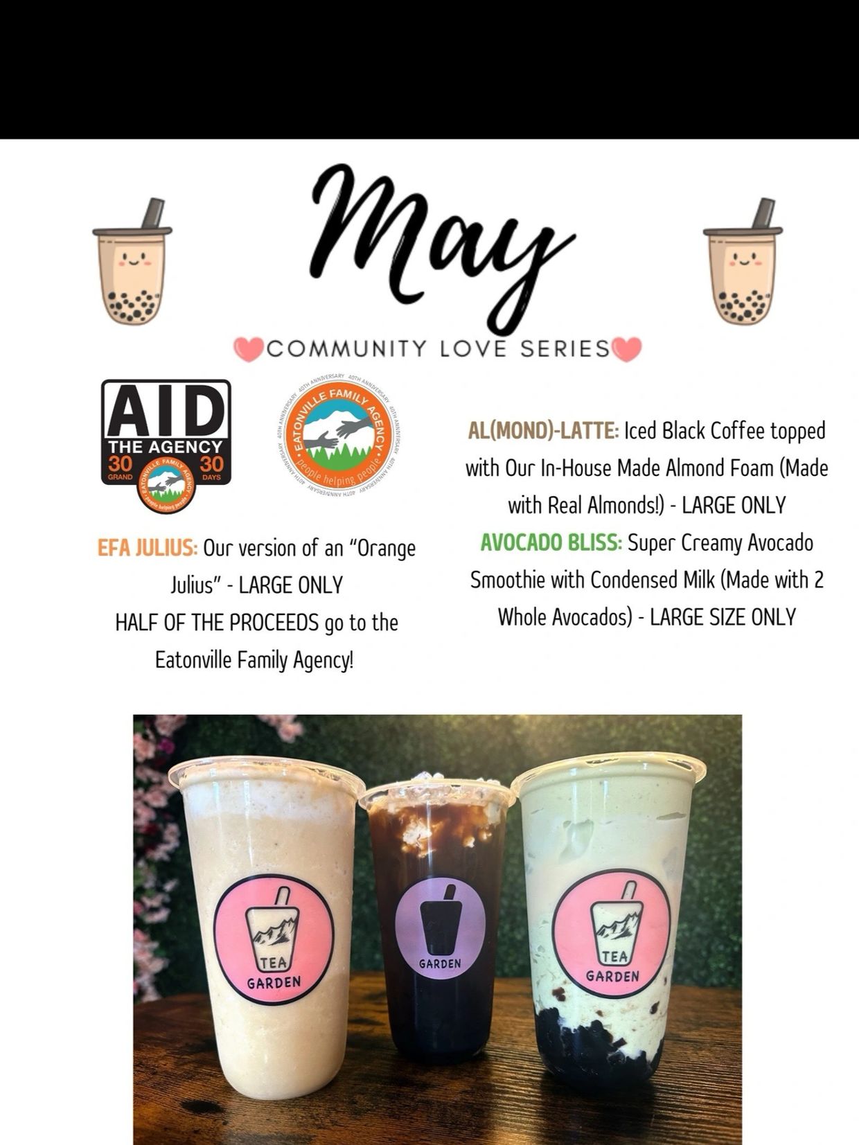 Tea Garden Bubble Tea, Menu