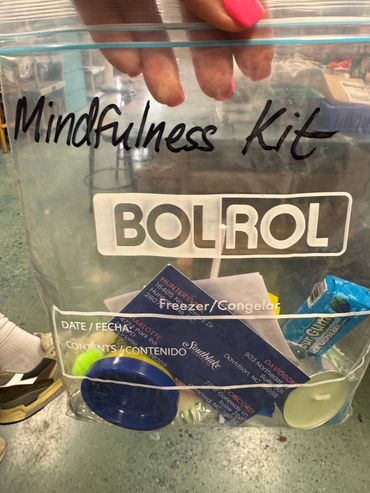 A mindfulness kit to use to help manage stress and stay mindful and calm. 