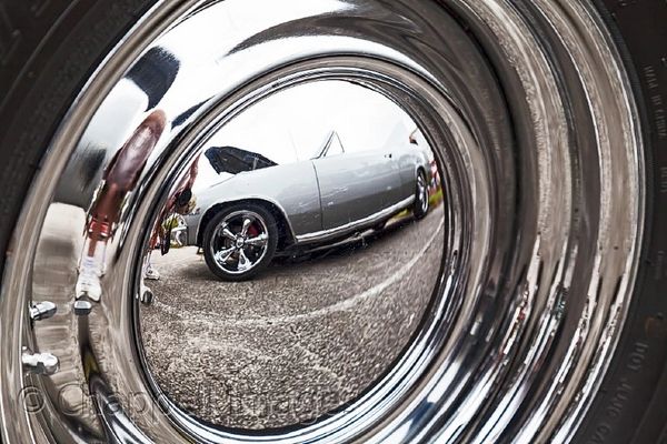 Chrome Moon Hubcap with reflection