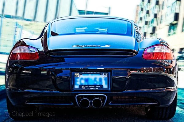 blue 2006 Porsche Cayman S on streets of Halifax Nova Scotia