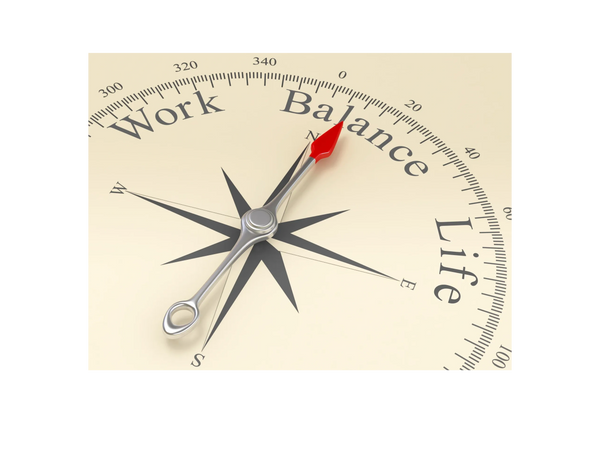 Compass pointing to work-life balance.