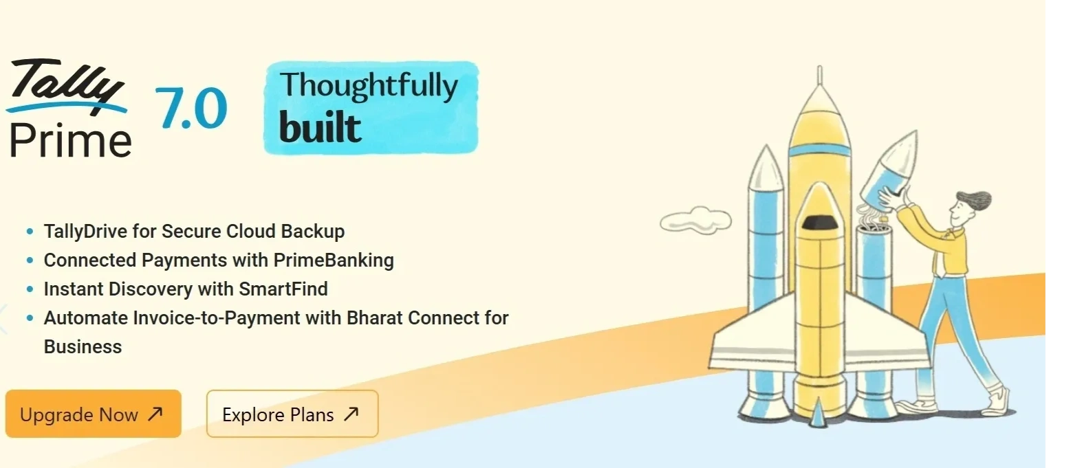 Tally Prime 7.0 offers secure cloud backup, connected payments, and smart discovery features.