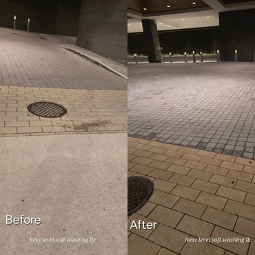 Concrete cleaning before and after