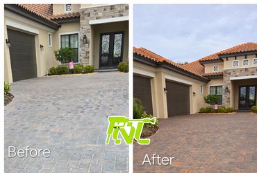 Driveway transformation before and after cleaning