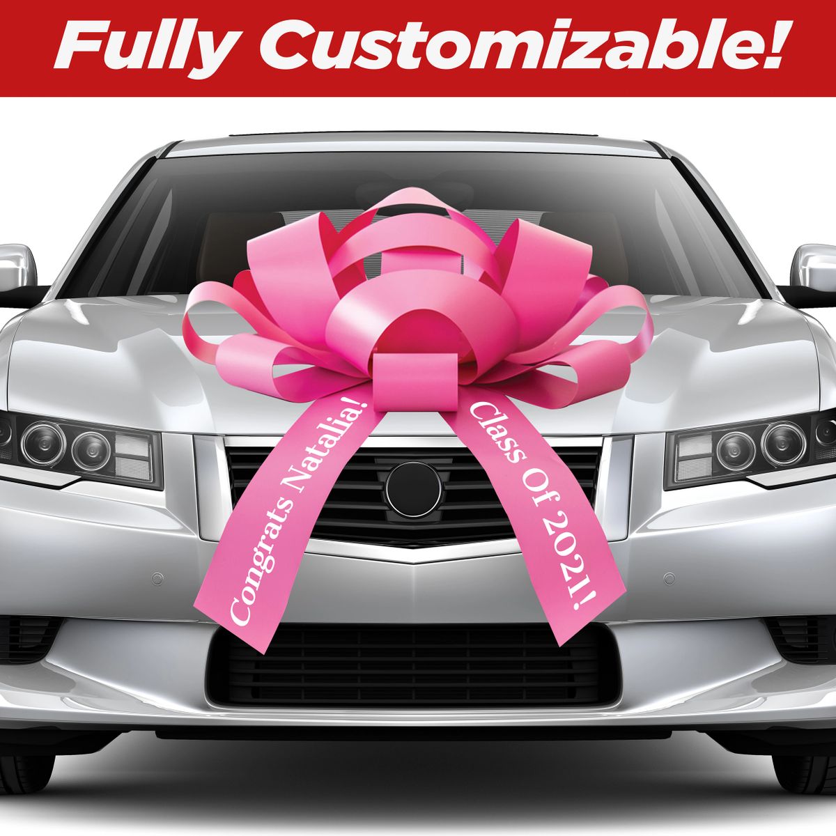 Custom Car And Large Gift Bow With Magnet And Car Safe Sticker Attachment