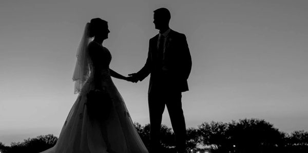 Sunset wedding on golf club