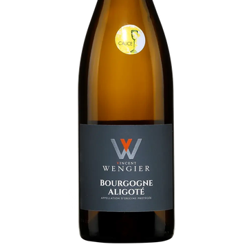 Bottle of Vincent Wengier Bourgogne Aligoté white wine with a dark label.