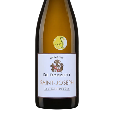 A bottle of Domaine De Boisseyt Saint-Joseph white wine.